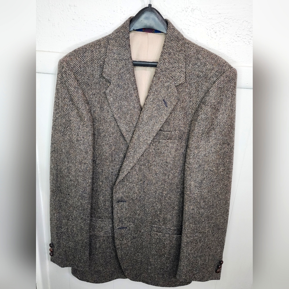 VTG Wm. F.Farah Single breasted tweed 100%wool blazer elbow patches 42L